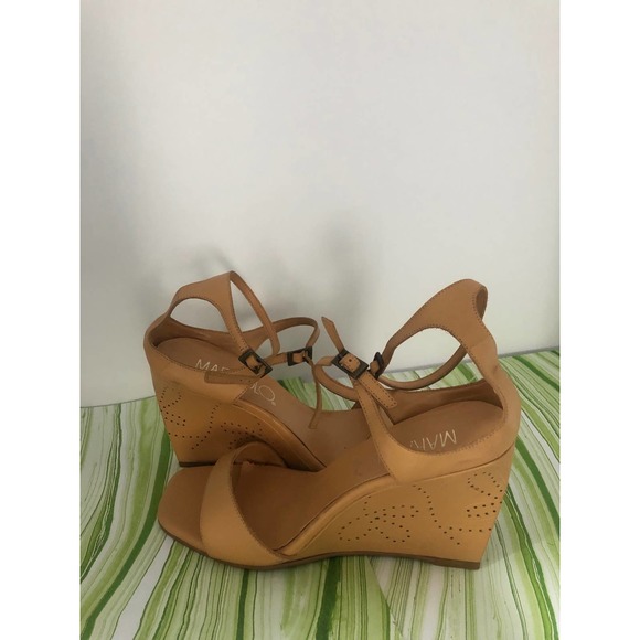 MARAOLO WOMENS DESIGN WEDGE SHOES LEATHER UPPER LIGHT TAN SIZE 10 - Picture 7 of 7